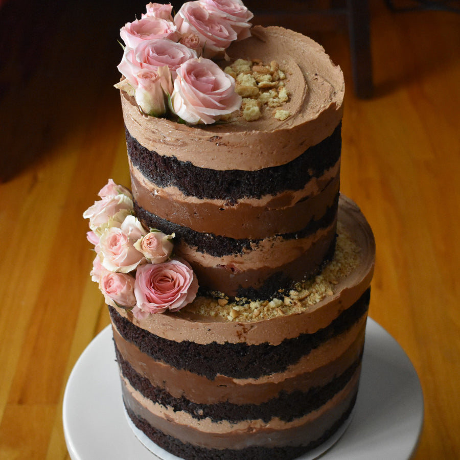 TWO TIER DARK CHOCOLATE CAKE
